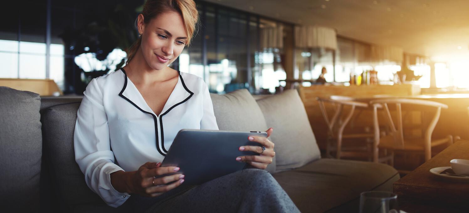 woman working on tablet