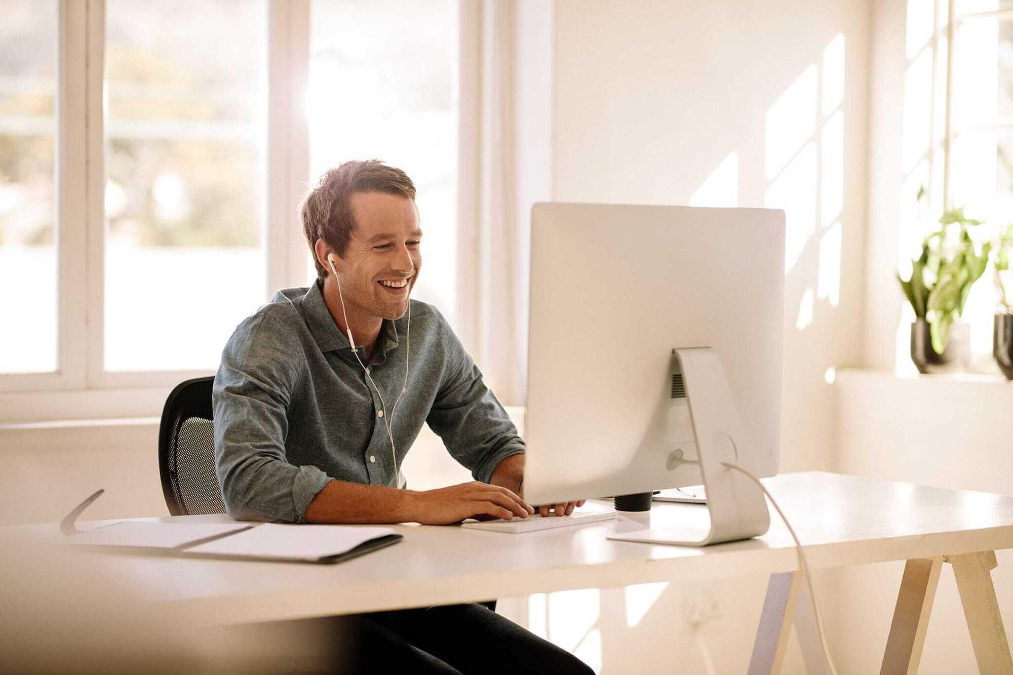 man working on computer
