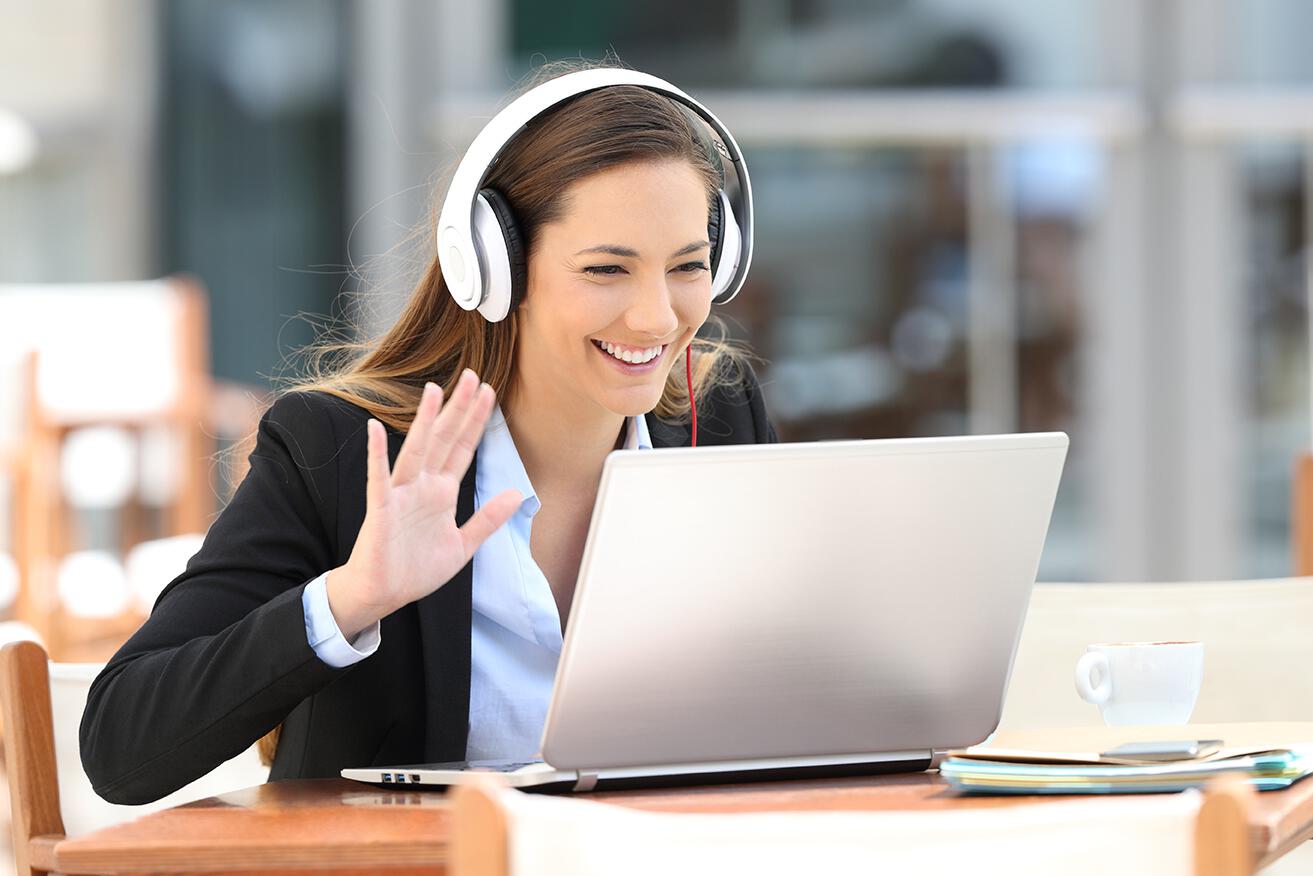 woman talking on headset
