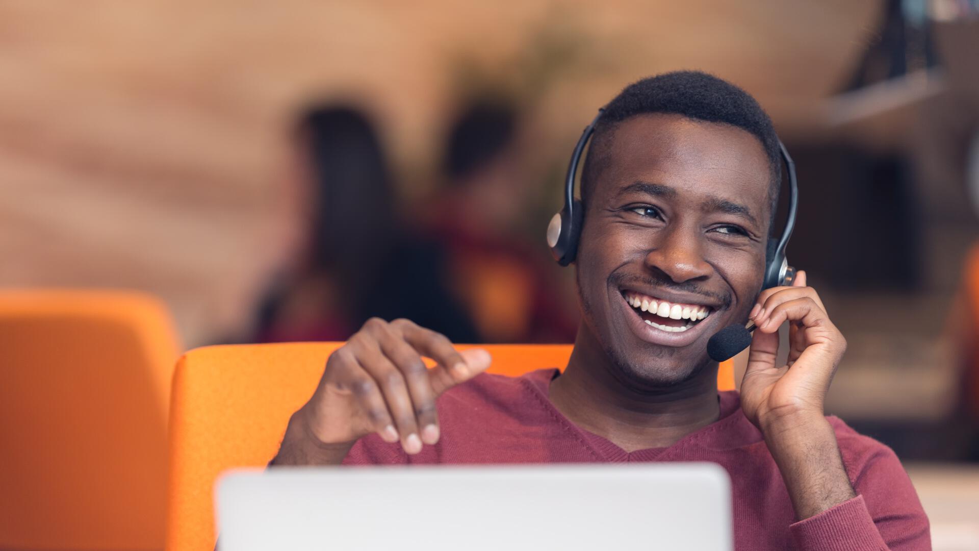 man talking on headset