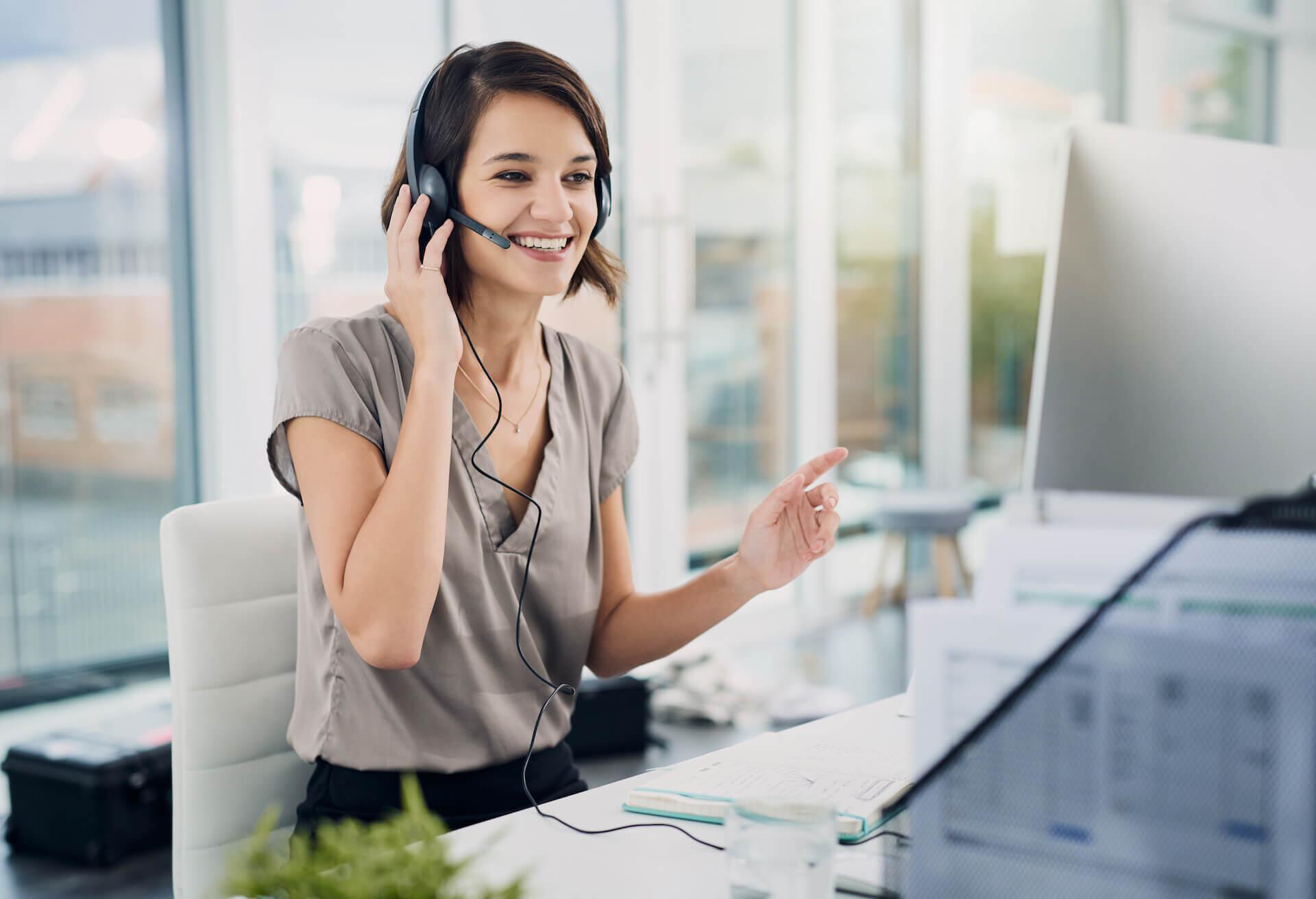 woman wearing headset