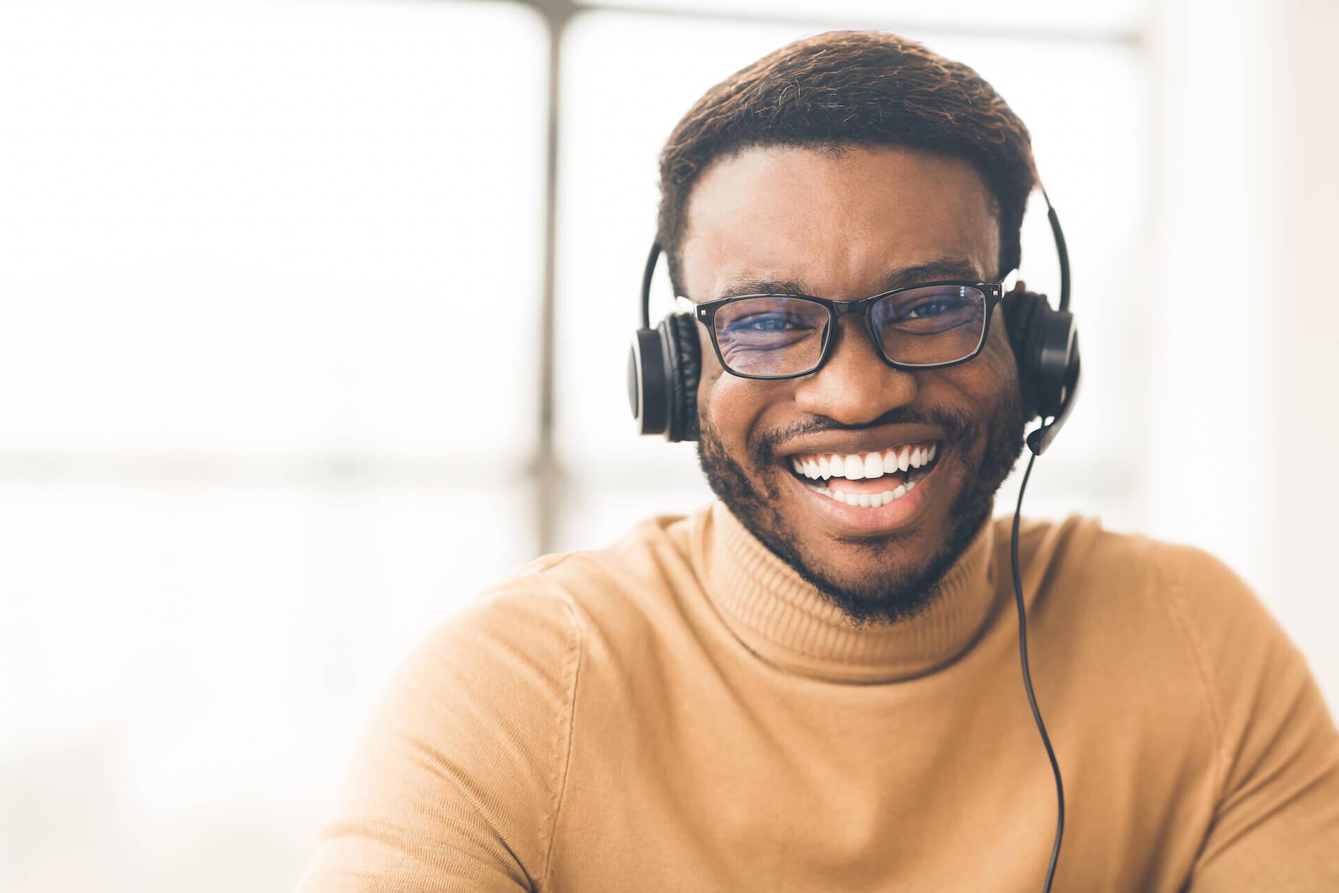 man wearing headset