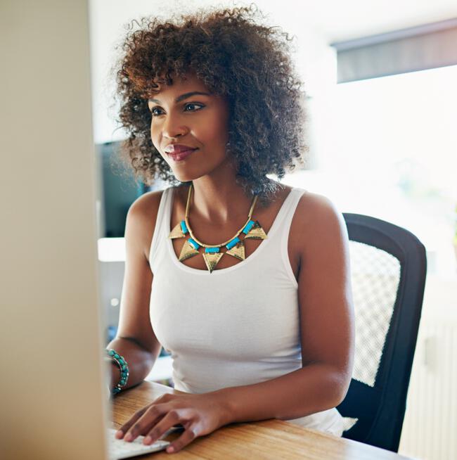 woman working on computer