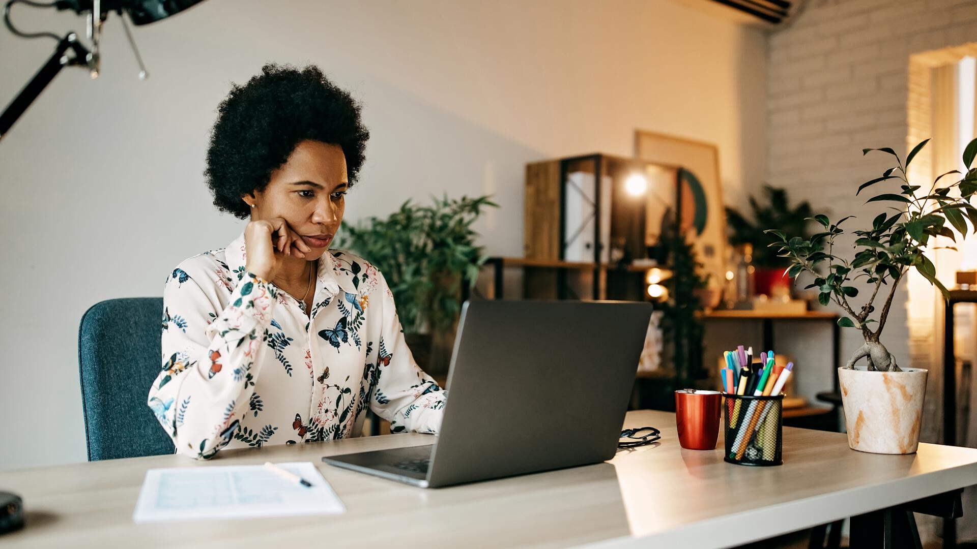 woman on computer