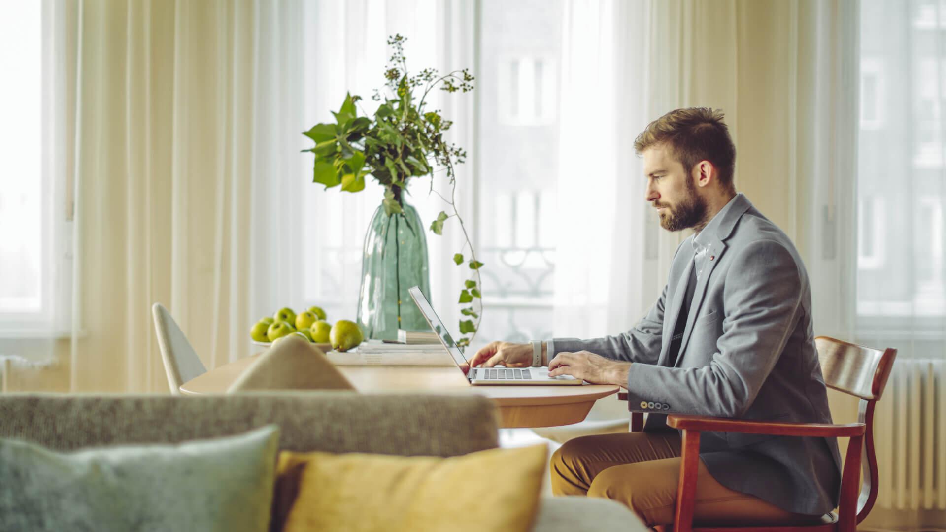 man in home office
