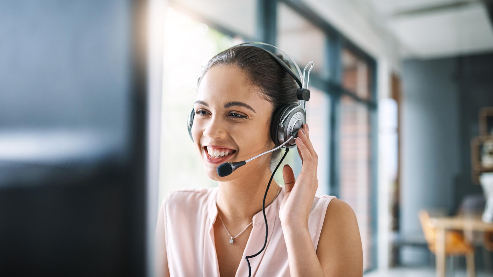 woman talking on headset